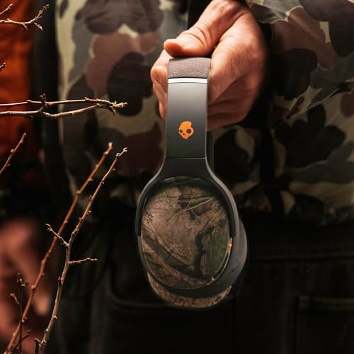 Skullcandy Crusher Evo Wireless Over-Ear Headphones - Realtree APX | Multi-Sensory Bass, Noise Isolating Over-Ear Fit, 40 Hours Battery, Microphone, Working Out, Gym, Travel, Studying, Music - color: Realtree APX Black/Orange
