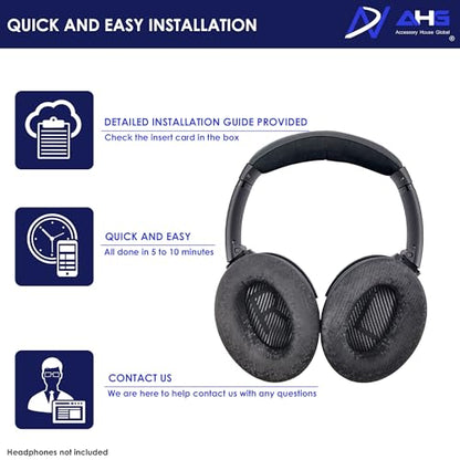 AHG QC35 Replacement Ear Pads Cushions Compatible with Bose QuietComfort 35 / qc35 ii Headphones (Mosaic). Premium Protein Leather | Thick High-Density Foam | Great Comfort - color: Mosaic