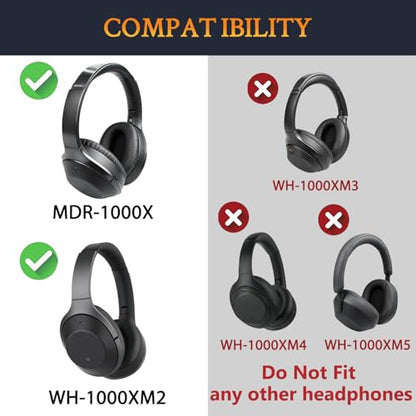 SOULWIT Replacement Kit for Sony WH-1000XM2 (WH1000XM2) & MDR-1000X (MDR1000X) Headphones, Ear Pads Cushions + Headband Replacement Headstrap Pad Repair Part - Gold - color: Gold