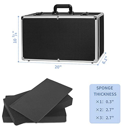 20 Inch Hard Carrying Case | Ideal for Wireless Mic System Storage & Camera Gear Transportation, Aluminum Alloy Sturdy Build, Customizable Pre-Diced Foam - size: Inner：19.6''X 9.6''X 5.6''