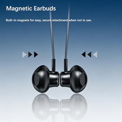 Neckband Bluetooth Earbuds with Mic Hybrid Active Noise Cancelling, 36H Playtime, IPX6 Waterproof, Comfortable Magnetic Sport Headphones for Running, Work, Travel Black