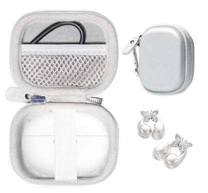 Case for King Lucky Jewelry-Inspired Clip-On Earbuds with Butterfly Earrings, Clip-on Earbuds Jewelry Wireless Bluetooth 5.4 Comfortable Open Ear Headphones (Smoke White) - color: Smoke White