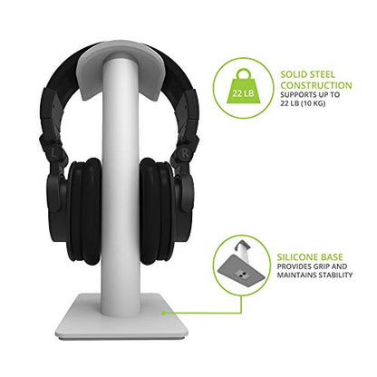 Kanto H2W Premium Universal Headphone Stand with Curved Silicone Padding for On and Over Ear Headphones | White - color: White, style: H2 Premium