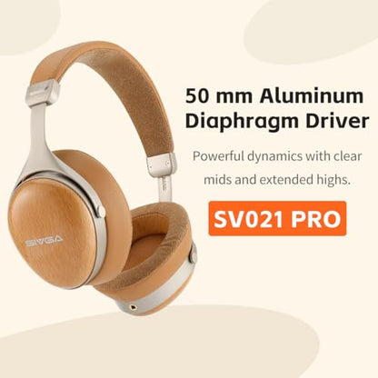 SIVGA SV021 Pro Zebrawood Closed-Back Over-Ear Wired HiFi Headphones | 50mm dynamic driver and natural wooden housing deliver crisp, detailed high-fidelity sound. - color: Zebrawood