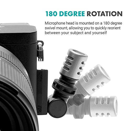 Movo MA5CA 3.5mm TRS Mini Microphone for Camera - Mini Mic for Camera and Camcorder - Video Camera Microphone with 180° Rotation - Pocket-Size Camera Mic for Travel Vlogs and Street Videography