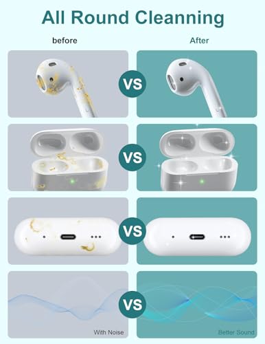 2 Pack Cleaner Kit for Airpods Pro 4 3 2 1, Multi-Function Cleaning Pen Tool with Soft Brush Flocking Sponge for Wireless Earbuds Bluetooth Headphone iPhone Electronics - color: White