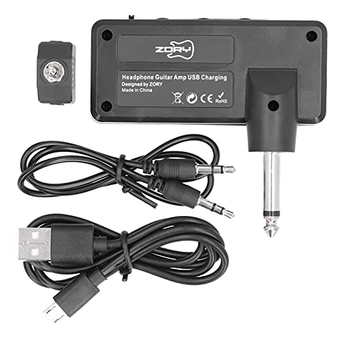 Portable Electric Guitar Bass Headphone Amplifier, Mini Guitar Amp with Audio Cable, USB Charging, Guitar Accessories for Silent Practice