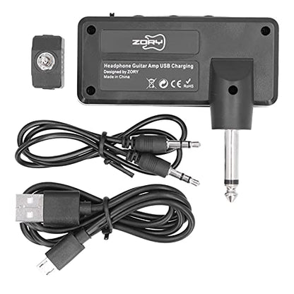 Portable Electric Guitar Bass Headphone Amplifier, Mini Guitar Amp with Audio Cable, USB Charging, Guitar Accessories for Silent Practice