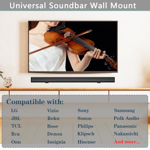 Soundbar Mount | Works with All Soundbar Including Samsung, Sony, Vizio, LG, & More | Depth Adjustable Sound Bar Mounts Under TV Bracket (Black: V02) - color: Black: V02
