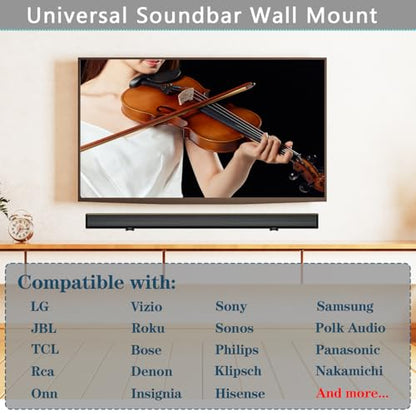 Soundbar Mount | Works with All Soundbar Including Samsung, Sony, Vizio, LG, & More | Depth Adjustable Sound Bar Mounts Under TV Bracket (Black: V02) - color: Black: V02