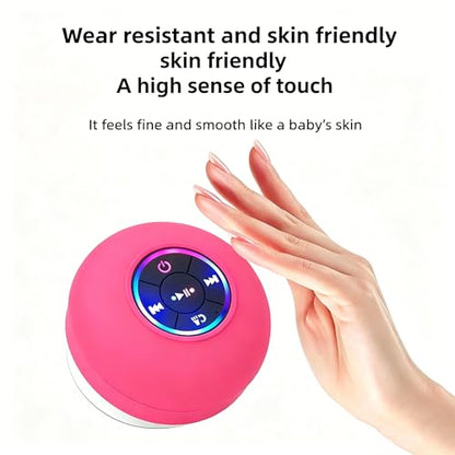 Mini Bluetooth Shower Speaker Pink, Silicone Suction Cup Portable Speaker with LED Lights, IPX4 Waterproof, Built in Mic, for Bathroom Kitchen Outdoors, Ideal Gifts (Pink) - color: Red