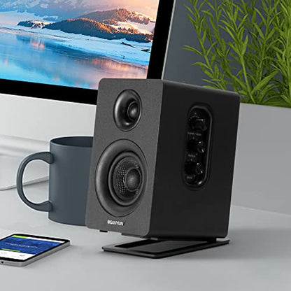 Sanyun SW601 15° Tilted Speaker Stands for 2-3 Inch Speakers (Pair, Black) | Aims Sound at Ear Level - Damping Foam Reduces Vibration - Steel Base - 4.4x5.3 in - Fits SW208 and 2-3 Inch Models - color: Black