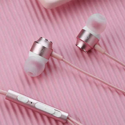 USB C Earbuds Rose Gold, Type C in Ear Headphones Wired, Stereo Bass Pink Earphones with Micphone and Volume Control Compatible with iPhone 15 Samsung Google Pixel Smart Phones