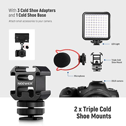 NEEWER 8 PCs Hot Shoe Mount Adapter Kit, Including Triple Cold Shoe Mounts, 1/4” Screw, Flash Stand Bracket, and Hotshoe Cover for DSLR Camera, LED Light, Microphone, Lighting Stands, Monitor - style: ST47(8-Pack)