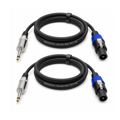 Speakon to 1/4 Inch Speaker Cable 3.3 Feet 2 Pack - Professional 12AWG DJ PA Audio Wire