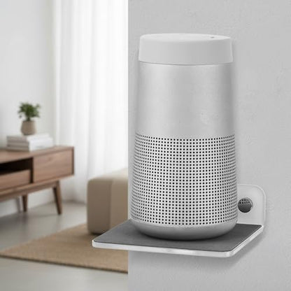 Wall Mount Shelf Metal L-Shaped Speaker Holder, Universal Single Sound Speaker Wall Mount Bracket, Small Storage Rack for Smart Speakers, Projector, Router, Remote, Home Organizer, 105×110×35mm, White