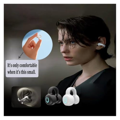 Bluetooth Earphone Single Ear Bone Conduction Earphone Clip Ear Music Noise Cancelling HD Call Sports Gaming Earphone(Single Black) - color: Single Black