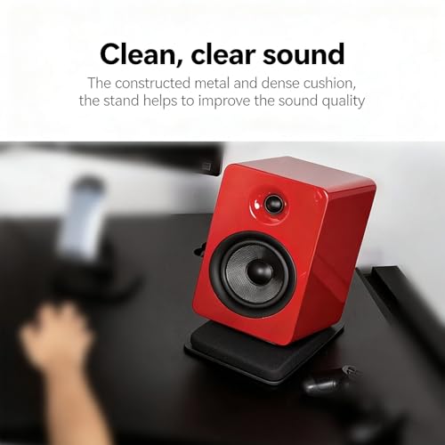 Desk Speaker Stands for Most Bookshelf Speakers, 22 lbs Capacity | ﻿ 1 Pair, 16° Tilt Angle, Anti Vibration Pads, Compact, Aluminum Alloy, Desktop Speaker Riser, Black