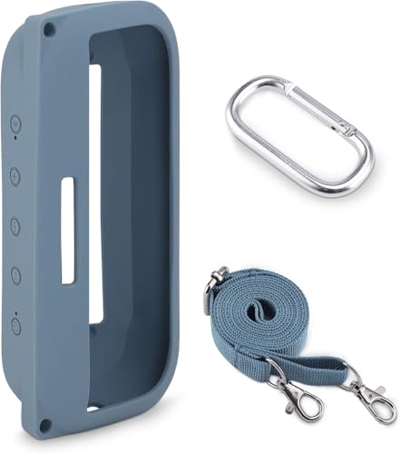 co2CREA Soft Silicone Case for Bose SoundLink Flex Bluetooth Speaker, Blue | Adjustable Shoulder Strap, Crossbody Carrying, Aluminum Carabiner, Lightweight - color: Stone Blue Case