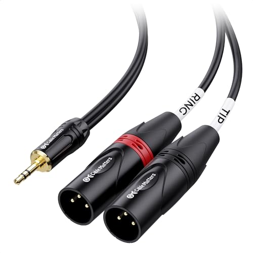 Cable Matters 3.5mm TRS to 2 XLR Cable, Male to Male, 3ft | 1/8 Inch TRS, Aux to Dual XLR Male Breakout Cable - size: 3 ft