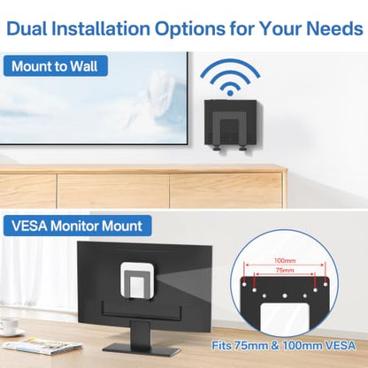 Wall Mount for Cable Box, Modem, Router, Streaming Media Devices Mount | Adjustable for Small or Narrow Devices, Two Installation Options, Good Heat Dissipation, Includes Installation Hardware