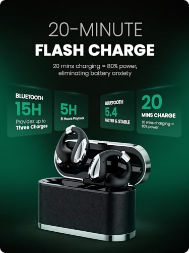 BUTTONS Open-Ear Clip Earbuds, Stylish Ear Cuff Design with Balanced Sound, Comfortable Non-in-Ear Fit, Clear Calls with ENC, Stable Bluetooth & Long Battery Life-Brown - color: Brown