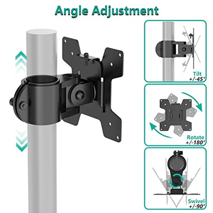 WALI Monitor Pole Mount for Universal Monitor Mounting System, Pole Mount Bracket Fits 1.375”Diameter Pole, Mounting Holes for 75 x 75mm and 100 x 100mm (VES01), Black - size: For 1.375'' diameter pole