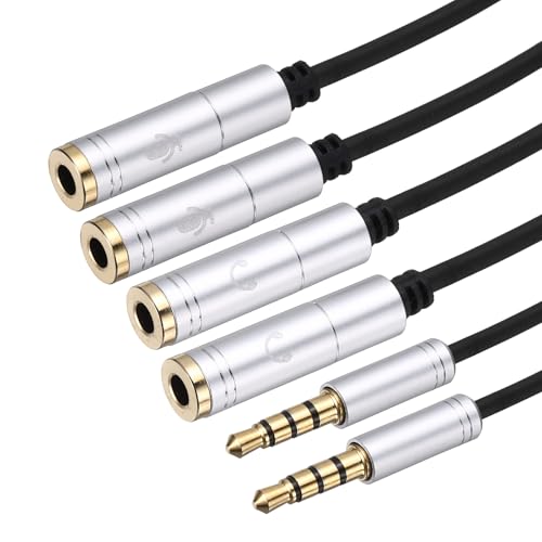 MECCANIXITY Audio Cable Splitter, 3.5mm Male to Dual 3.5mm Female Y Splitter Microphone and Audio Jack Adapter for PC Laptop Smartphone, 1ft, Gray - color: Gray