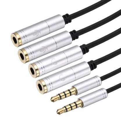 MECCANIXITY Audio Cable Splitter, 3.5mm Male to Dual 3.5mm Female Y Splitter Microphone and Audio Jack Adapter for PC Laptop Smartphone, 1ft, Gray - color: Gray