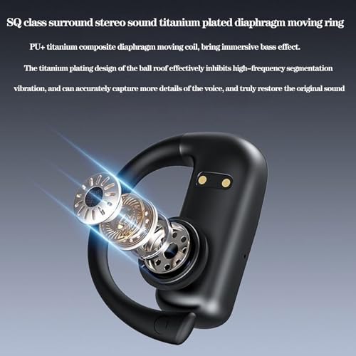 Wireless Earbuds Sports Bluetooth Headphones Earphones LED Display Charging Case Over-Ear Buds with Earhooks Headset for Workout Driving Walking (Black) - color: #01Black(T60)
