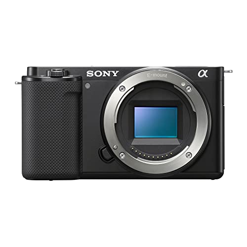 Sony Alpha ZV-E10 APS-C Interchangeable Lens Mirrorless (Body Only, Black) | Shotgun Microphone, Memory Card, Extendable Tripod with Built-in Phone Mount, Vlog Camera, (4 items)