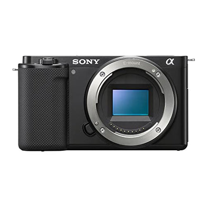Sony Alpha ZV-E10 APS-C Interchangeable Lens Mirrorless (Body Only, Black) | Shotgun Microphone, Memory Card, Extendable Tripod with Built-in Phone Mount, Vlog Camera, (4 items)