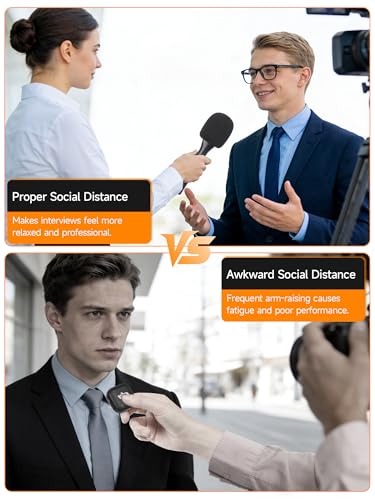 YOUSHARES Handheld Interview Microphone Holder Compatible with DJI Mic 3, Iron Magnetic Slide Rail Mic Air, Universal Lavalier DJI 3 Wireless Microphones - color: Black