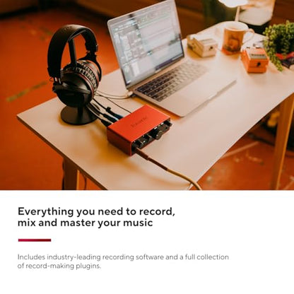 Focusrite Scarlett Solo 4th Gen USB Audio Interface, for the Guitarist, Vocalist, or Producer — High-Fidelity, Studio Quality Recording, and All the Software You Need to Record | 1 XLR Mic Preamp, 1 Hi-Z Instrument Input, 24-Bit/192kHz, 120dB Dynamic Rang