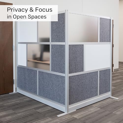 Workflow Modular Wall | Room Divider with Whiteboard, Sound Dampening, & Frosted Acrylic Panels | Expandable Office Partition for Privacy & Stability (53" x 48") - size: 53" x 48"