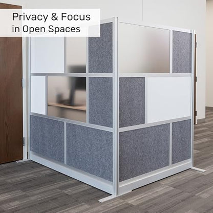 Workflow Modular Wall | Room Divider with Whiteboard, Sound Dampening, & Frosted Acrylic Panels | Expandable Office Partition for Privacy & Stability (53" x 48") - size: 53" x 48"