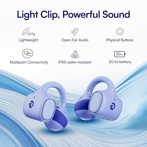 Raycon Everyday Clip On Earbuds - Open Ear Headphones, Lightweight Wireless Earbuds Bluetooth, Sweat & Water Resistant Earphones, Clip Earbuds with Buttons, 30 Hours Battery Life (Carbon Black) - color: Carbon Black