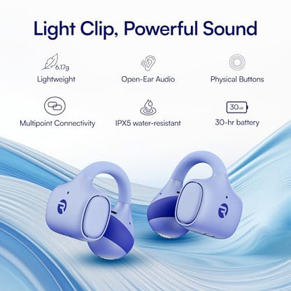 Raycon Everyday Clip On Earbuds - Open Ear Headphones, Lightweight Wireless Earbuds Bluetooth, Sweat & Water Resistant Earphones, Clip Earbuds with Buttons, 30 Hours Battery Life (Carbon Black) - color: Carbon Black