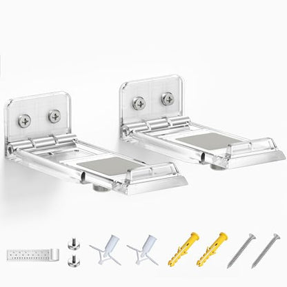 Soundbar Wall Mount Bracket for Samsung, LG, Sony, JBL, Vizio, Sonos and More, Depth Adjustable 3.5”-6.1”,Hold up to 30 Lbs,Soundbar Shelf Under TV, Clear - color: Clear