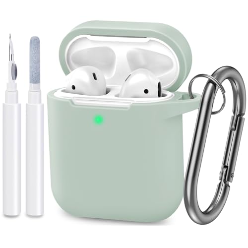Compatible with AirPods Case Cover, Full Protective Silicone Skin Dust-Proof Designed for Apple AirPods 1st 2nd Generation with Keychain, Front LED Visible, Fog - color: C-Fog