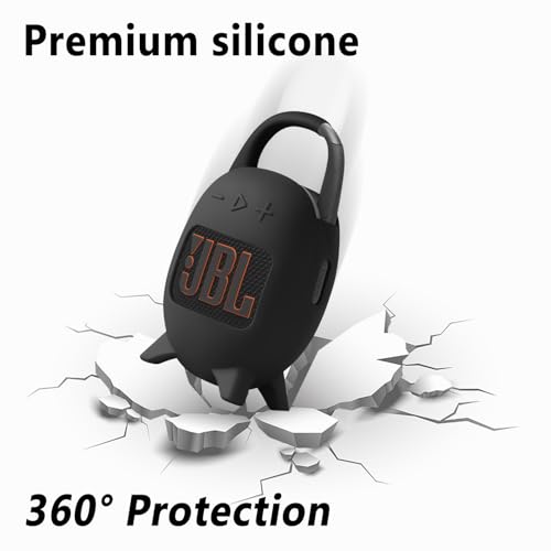 Geiomoo Silicone Carrying Case for JBL Clip 5, Protective Portable Scratch Shock Resistant Cover (Black) - color: Black