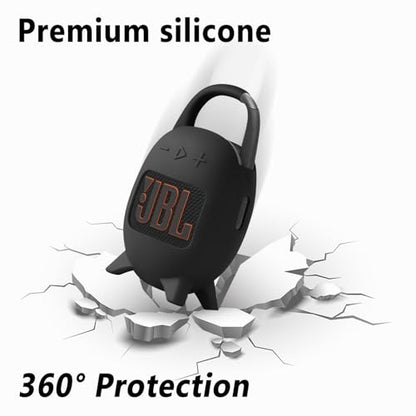 Geiomoo Silicone Carrying Case for JBL Clip 5, Protective Portable Scratch Shock Resistant Cover (Black) - color: Black