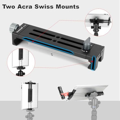 koolehaoda Aluminum iPad Tripod Holder Mount Adapter with 2 Arca Dovetail Mounts, 1/4" Screw & Cold Shoe (5.4” to 13”) Adjustable Universal Tablet Clamp Video Recording for iPhone iPad Air Mini | Universal Adjustable Tripod Mount 1/4" Screw CNC Quick Rele