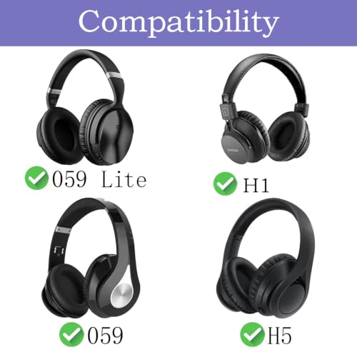 Earpads Replacement for Mpow 059/059 Lite/H5/H1/H7/H20 | Mesh Fabric and Memory Foam-Black