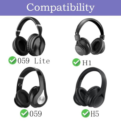 Earpads Replacement for Mpow 059/059 Lite/H5/H1/H7/H20 | Mesh Fabric and Memory Foam-Black