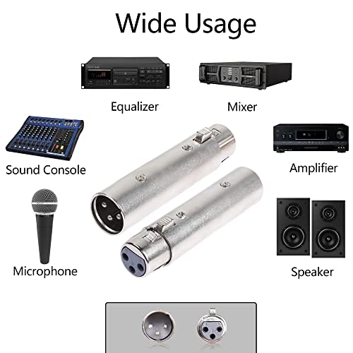 XLR Male to Female Adapter,3 Pin XLR Audio Microphone Cable Extension Adapter Connector（2-Pack）