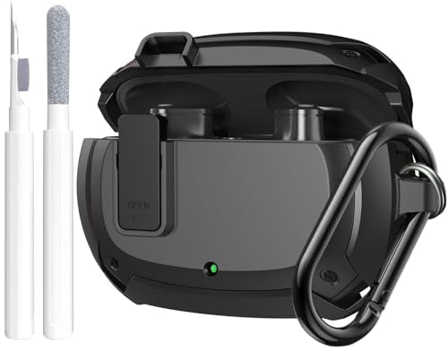 Compatible with Beats Studio Buds/Buds+ Case Cover 2021/2023, [Secure Lock] Cool Beats Studio Buds Plus Protective Shell Men Women with Keychain for New Beats Studio Ear Buds Case - Black[CASE ONLY] - color: Black