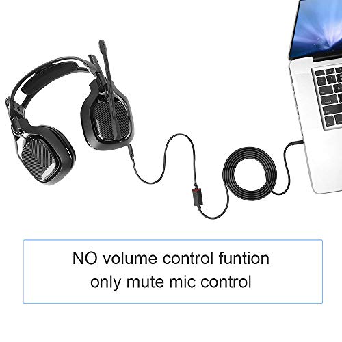 2.0M Replacement Audio Cable Compatible with Astro A40 A40TR Gaming Headset, Inline Mute Wire and No Volume Control Cord (TPE Cord) - style: TPE Cord