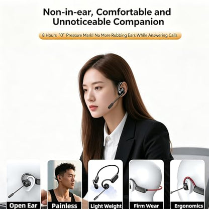 AYI Air Conduction Open Ear Headphones with 270° Rotating External Microphone Bluetooth Headset Smart ENC Call Noise Canceling Dual Device Pairing Ergonomic Fit for Office Driving Sports-Black - color: Over ear Headphone external Mic W3 Black