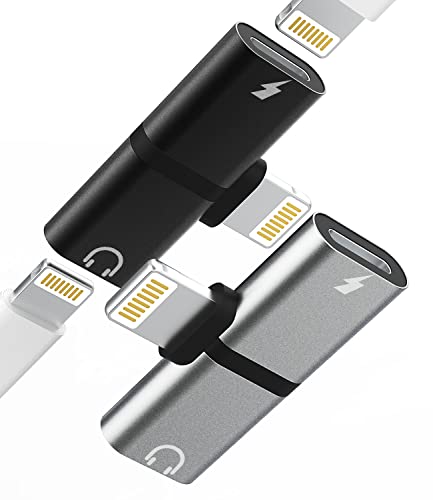 Lightning Headphone Splitter for Apple for iPhone Aux Adapter 2in1(2Pack) Dual Lightning Ports 14 13 12 Pro Max Audio Charger Jack Earphone Charging Cable Adaptor for iPad Connector Charge Converter